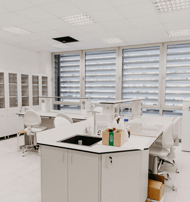 NRS Labs cosmetics laboratory facility showing modern testing equipment and scientific research environment